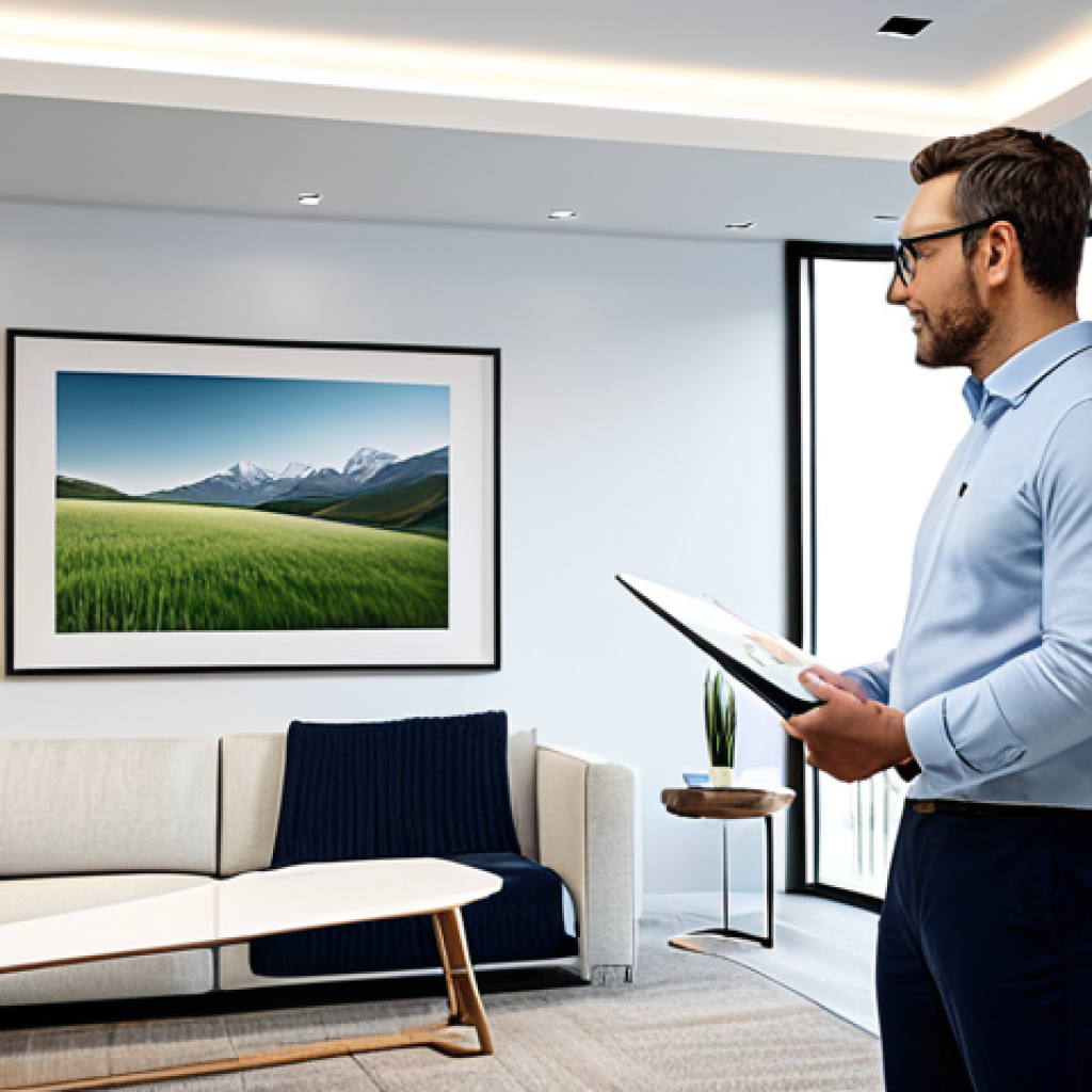 실내건축 경력직 이직 준비 방법 - "A confident interior designer presenting a design concept to a client in a modern office setting, s...