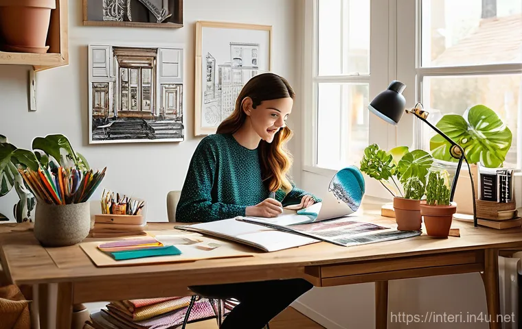 실내건축 이직 준비 시 포트폴리오 팁 - **Aspiration and Personal Vision in Interior Design:**
A young, enthusiastic female designer in ...