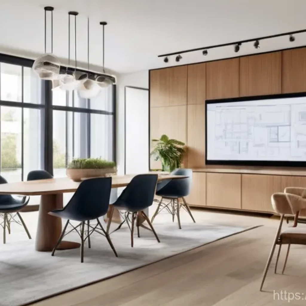 실내건축 자격증 취득의 장점 - **Prompt:** A diverse group of professionals, including a female interior architect in her late 30s ...