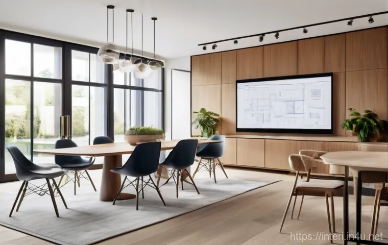 실내건축 자격증 취득의 장점 - **Prompt:** A diverse group of professionals, including a female interior architect in her late 30s ...