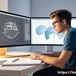 실내건축 실습 중 자주 발생하는 문제와 해결 방법들 - **Image Prompt 1: Overcoming CAD/3D Rendering Challenges**
    A determined young interior architect...