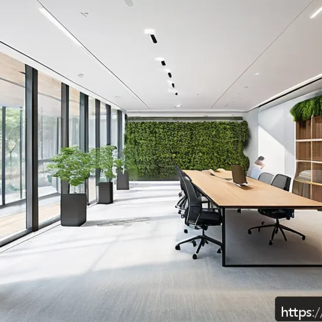 실내건축과 건축 디자인의 차별점 - A futuristic smart building interior showcasing seamless integration of architecture and interior de...