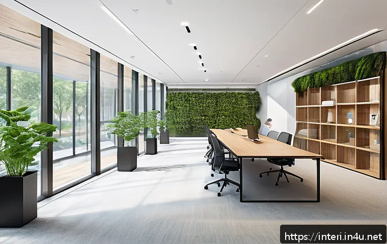 실내건축과 건축 디자인의 차별점 - A futuristic smart building interior showcasing seamless integration of architecture and interior de...