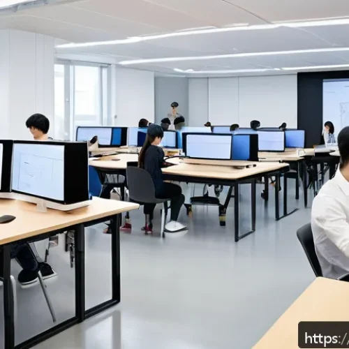 Home 17 실내건축 전문가가 되기 위한 연수 과정 - A modern indoor architecture classroom scene showing students learning both traditional drafting by ...