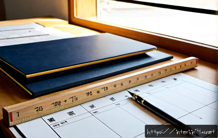 Home 17 실내건축기사 자격증과 관련된 필수 서적 - Photorealistic interior architecture certification study desk, neatly arranged thick reference books...